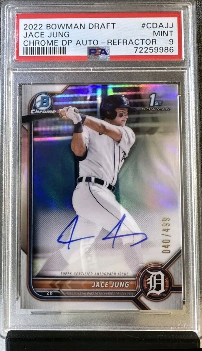 JACE JUNG 2022 Bowman Draft Chrome Refractor Auto /499 CDAJJ TIGERS PSA 9
