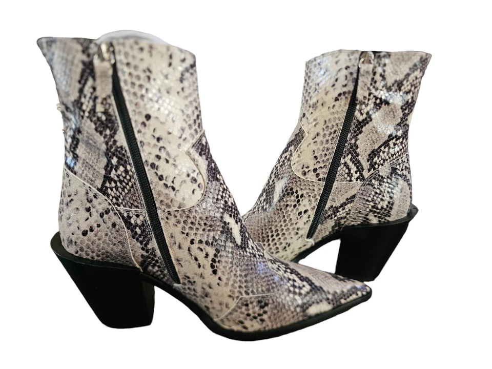 TopShop Botines de Piel de Serpiente en Gris Claro Talla 40/9.5 EE. UU., Precio de venta sugerido por el fabricante 170 USD NUEVO EN CAJA Foto 4 de 4