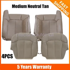 Driver & Passenger Bottom & Top Seat Cover Med Tan For 1999-2002 Chevy Silverado