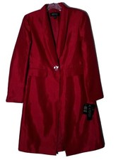 KASPER Jacket Womens Petites 2P One Button Red Crimson Sheen Lined Pockets NEW
