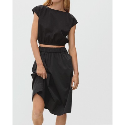 Everlane Womens The Bubble Top Organic Cotton Stretch Cropped Black XXS