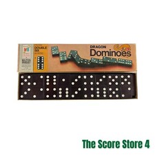 Vintage 1970 Milton Bradley MB Halsam Dragon Double Six Wooden 28 Dominoes 4130