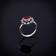 Mozambique Garnet Solid 925 Sterling Silver Birthday Ring Love Gift For Her 9"