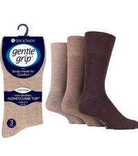 MEN'S Gentle Grip Cotton Blend Non Binding Socks Honeycomb TOP UK(6-11 / 12-14)