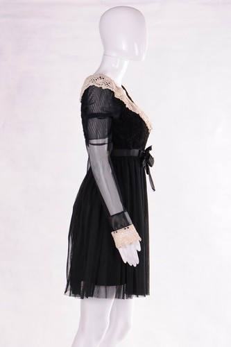 elegante ropa mujer mini vestido negro miércoles cuello addams lujo bebé muñeca - Imagen 6 de 24