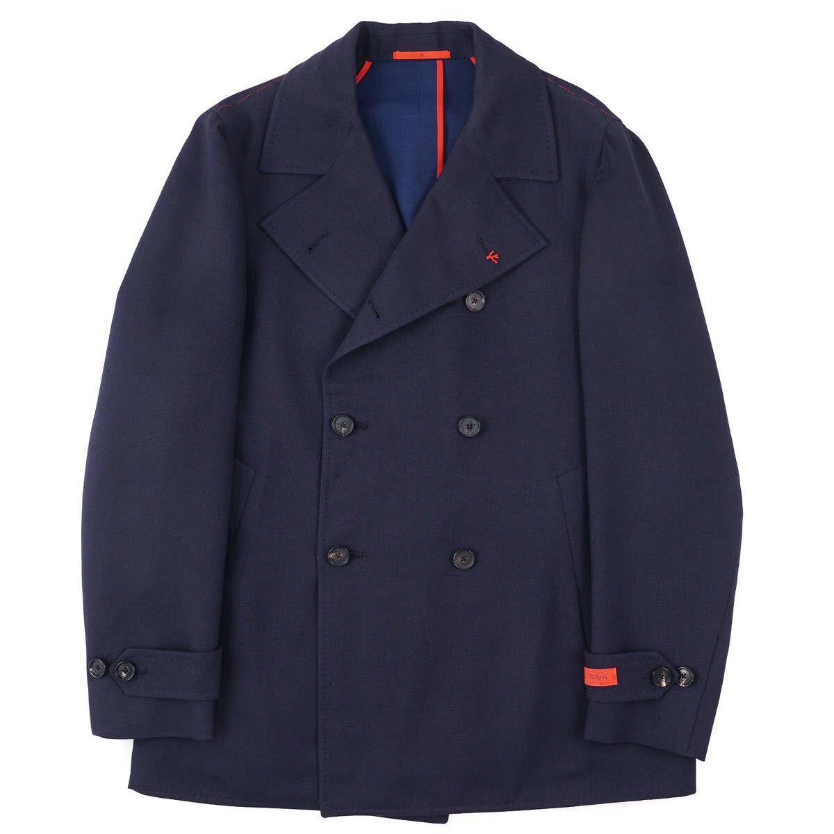 ISAIA ピーコート 48 Isaia 'Iconico' Navy Blue Cashmere-Wool Pea Coat L 42R (Eu 52) NWT