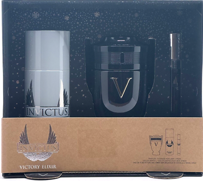 PACO RABANNE INVICTUS VICTORY ELIXIR 3 PCS SET PARFUM 3.4 Oz