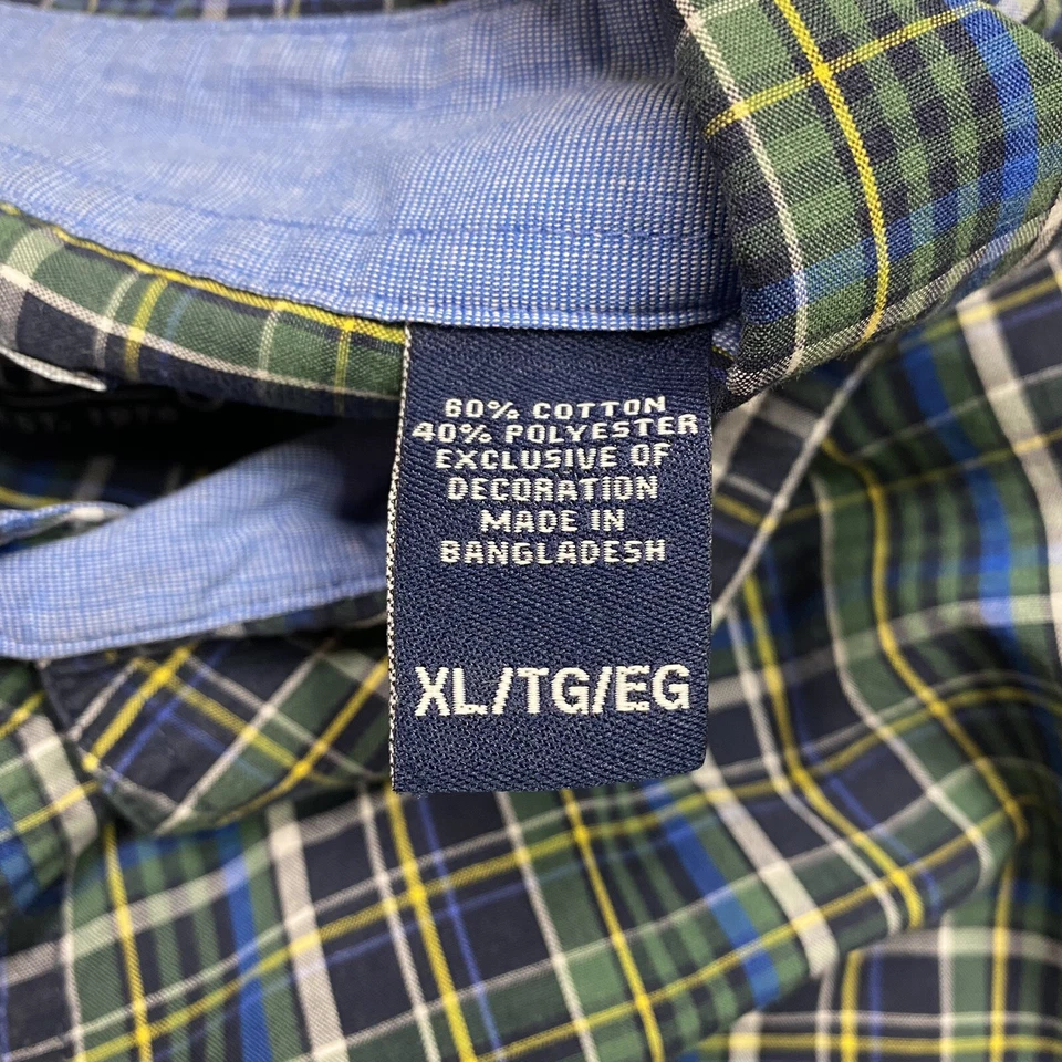 Chaps Mens Dress Shirt sz XL Green Blue Plaid Classic Fit Easy Care Button Down - Image 4 of 4