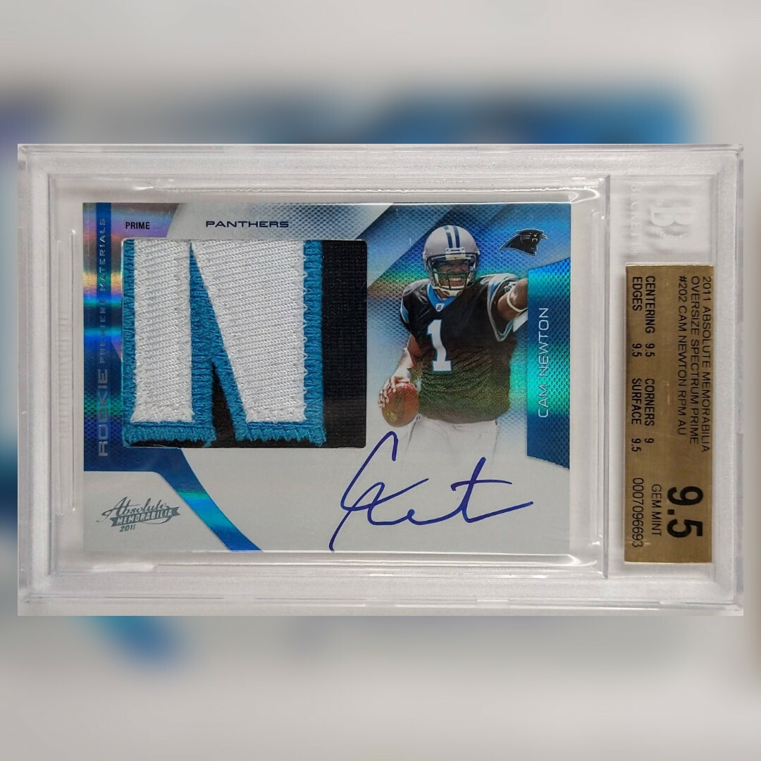 Cam Newton Panini Absolute Memorabilia #202 Rookie Premiere Material-Jumbo Spectrum Prime