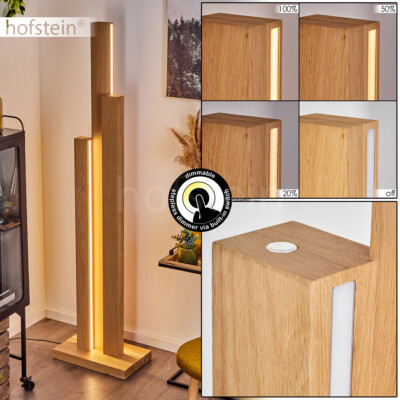 Dimmbare LED Stand Leuchte Wohn Schlaf Raum Beleuchtung Holz Boden Steh Lampe