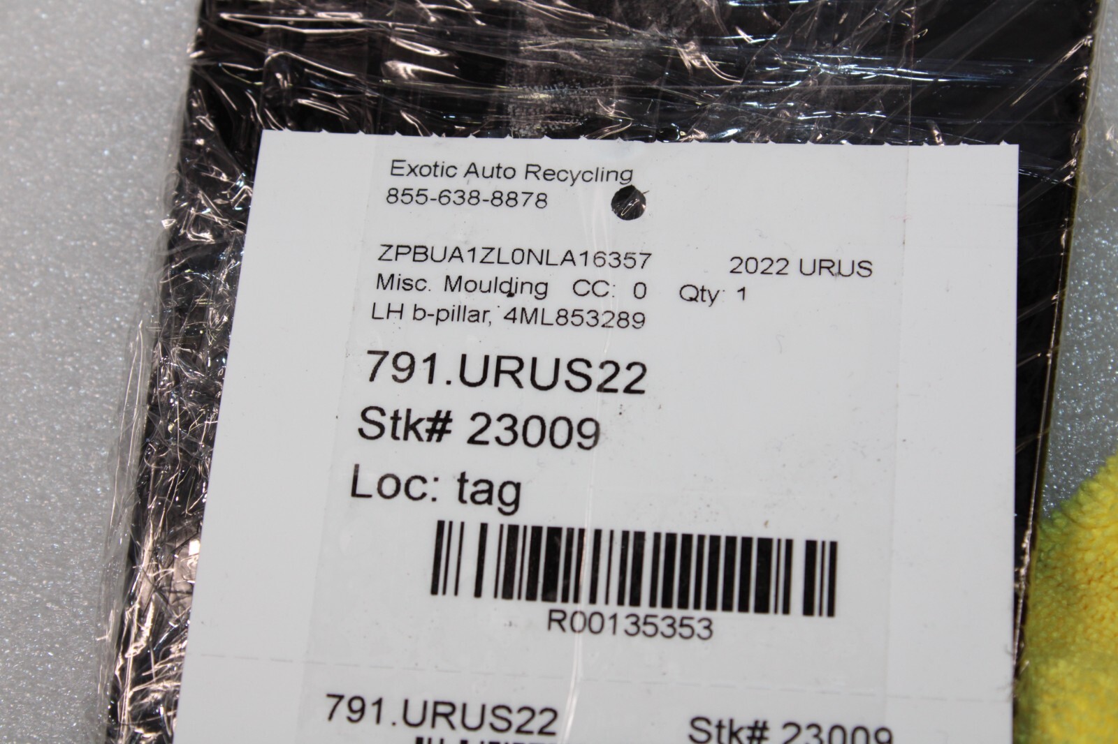 Lamborghini Urus, LH, Left, B-Pillar Moulding, Used, P/N 4ML853289