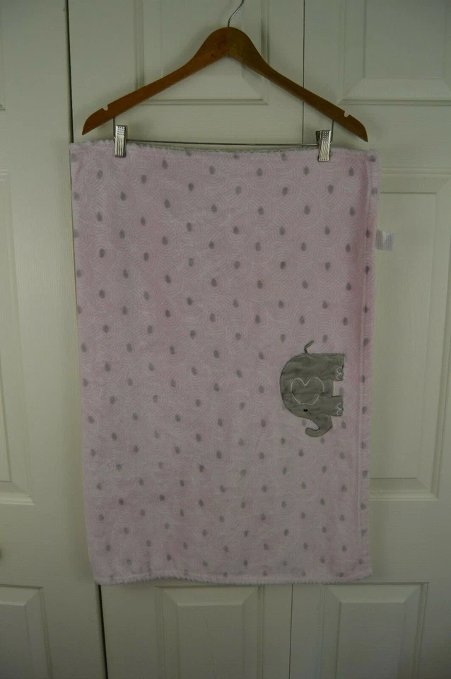 Baby Starters 大象毛毯灰色粉红色白色毛绒柔软安全 Lovey — 第 2/4 张图片