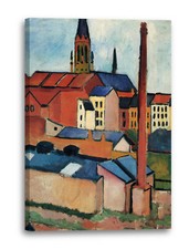 Kunstdruck August Macke - Marienkirche mit Häusern und Schornstein