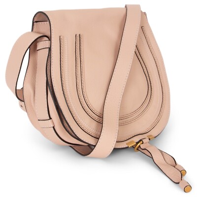 71220 auth CHLOE Blush Nude pink leather MARCIE MEDIUM SADDLE
