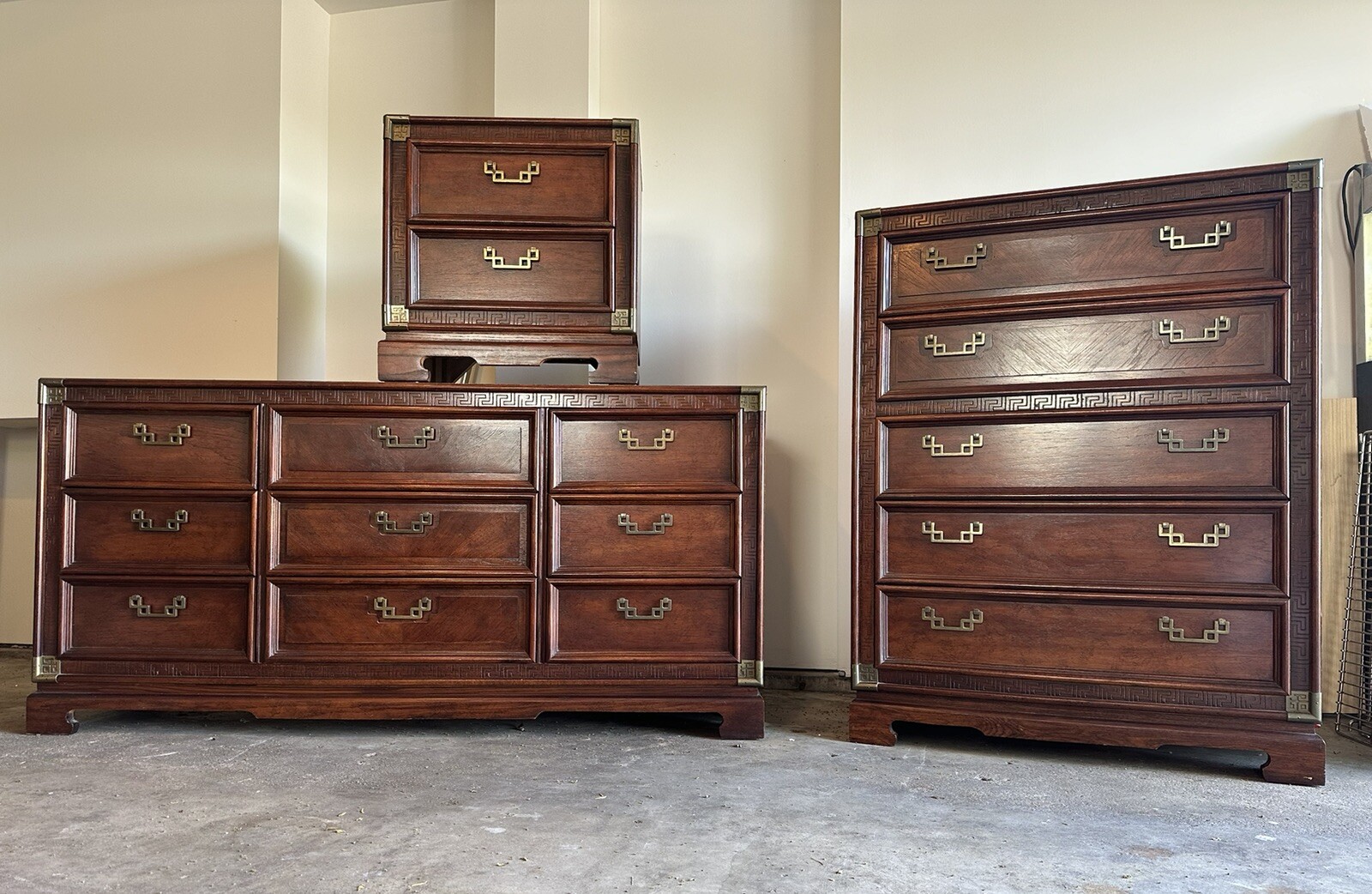 Bassett Bedroom Set Chinoiserie Vintage Mid Century Dresser Chest