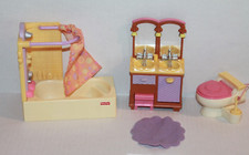 Fisher-Price Loving Family Dollhouse Bathroom Set Tub, Double Vanity  Toilet