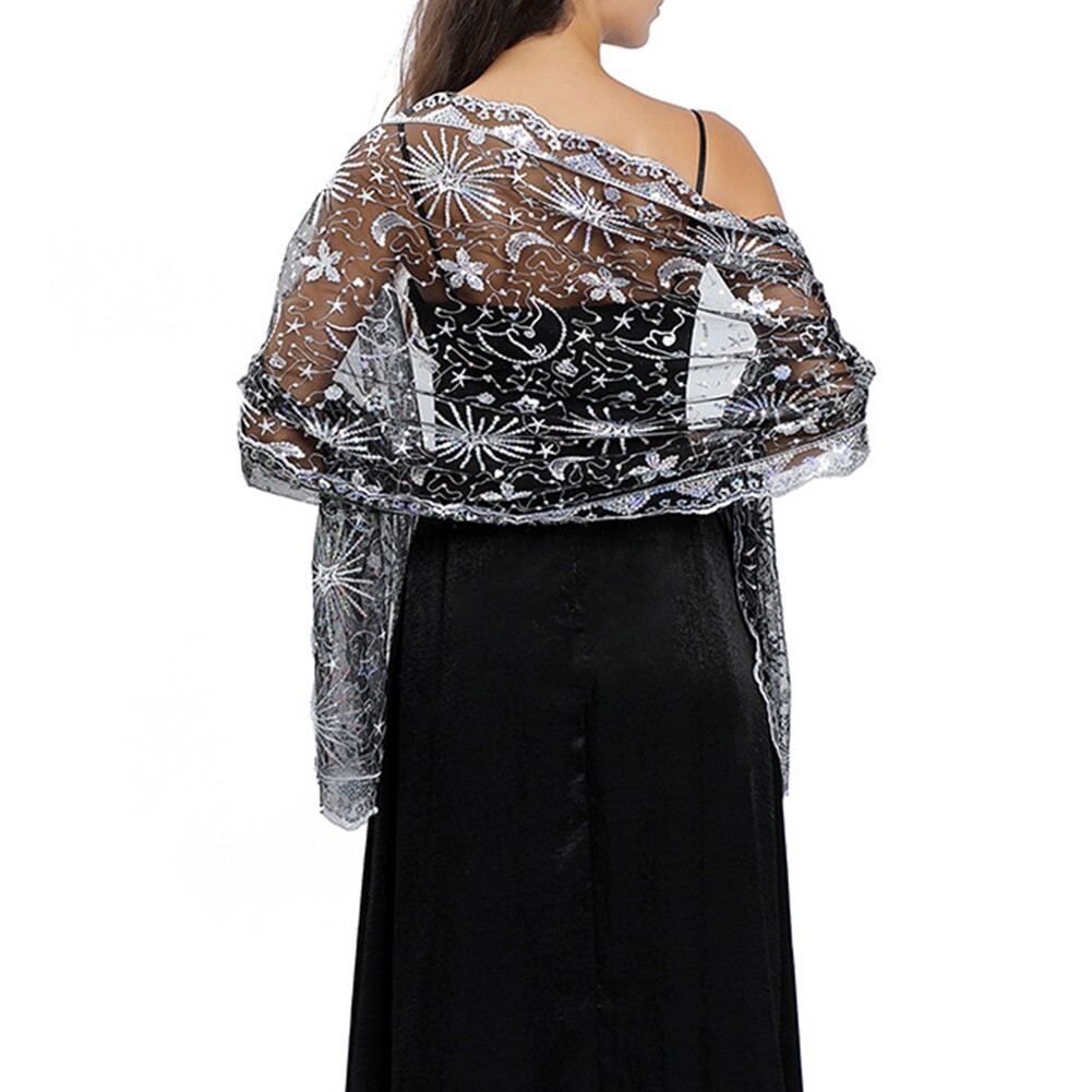 Silver Scarf Silver Wrap For Formal Dress Stunning Glittery Beaded Shawl  Scarf Wrap For Formal Soirees And Weddings