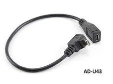 9" USB Micro-B Male Right Angle (Down Position) to Female Extension Cable AD-U43