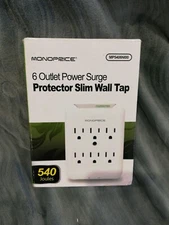 Monoprice 6 Outlet Power Surge Protector Slim Wall Tap - 540 Joules