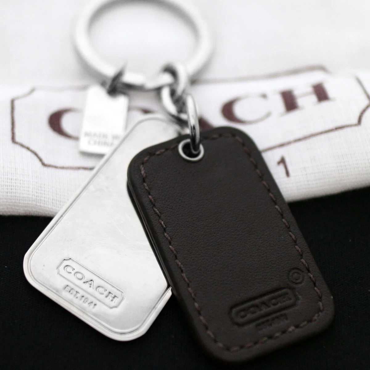 NEW COACH Men 92975 Military Dog Tag Mix Charm Keychain Key Ring FOB NEW