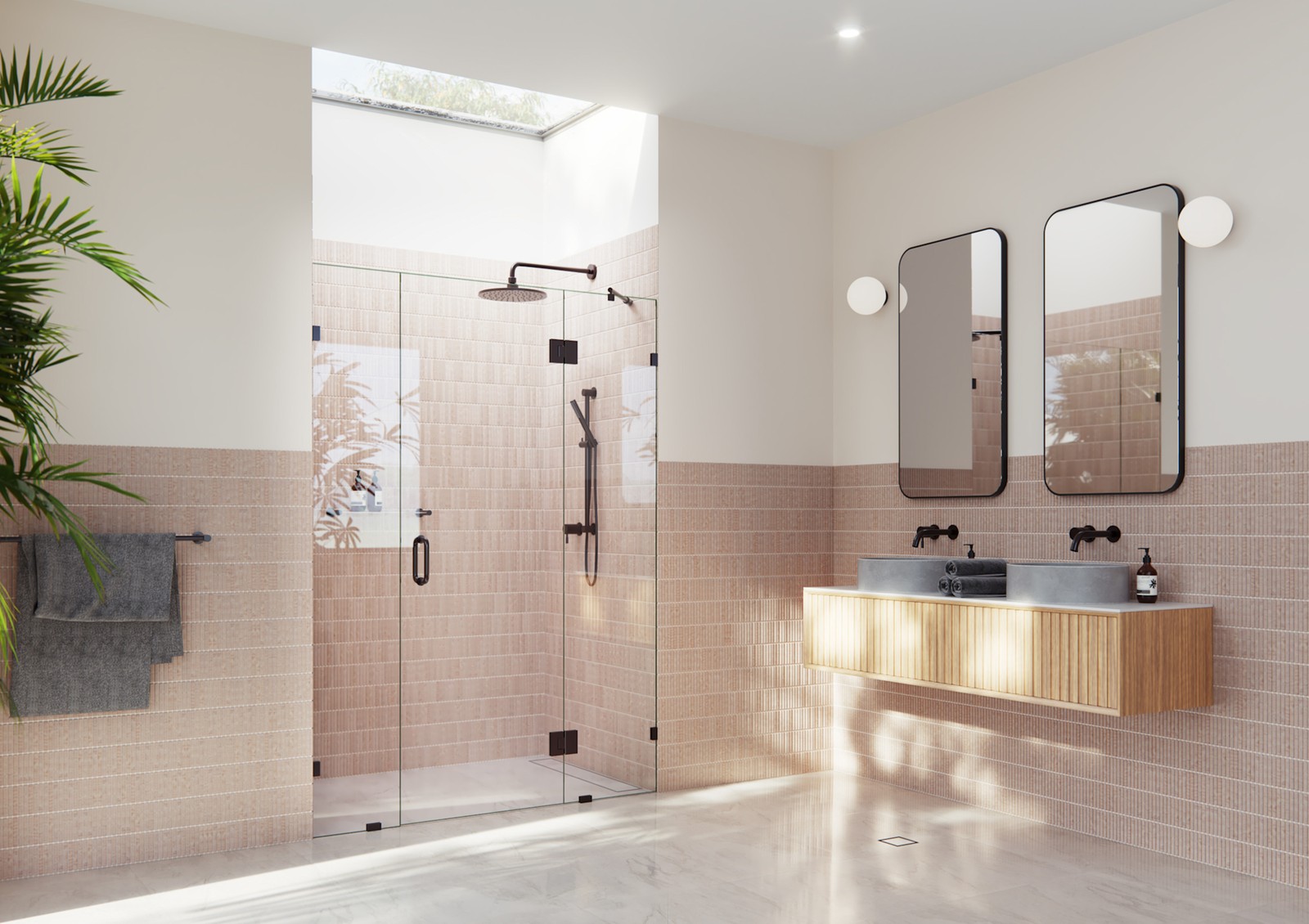 Stellar 78H x 63.5W Bronze Frameless Hinged Glass Shower Door by Glass Warehouse GHF-63.5