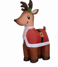 Holiday Time 4 ft Inflatable Reindeer in Santa Suit LED Lights Airblown Yard NEW