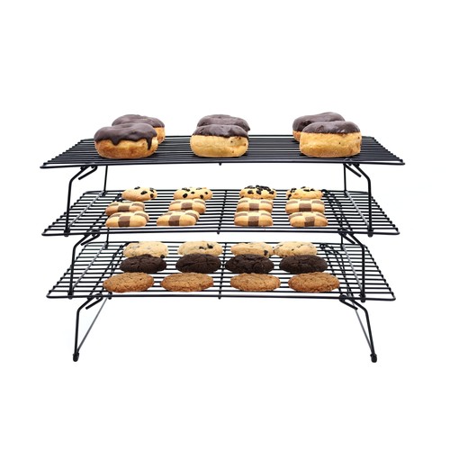 Buckingham 3 Tier Cooling Rack Stackable Non-Stick Durable Metal Wire Black 