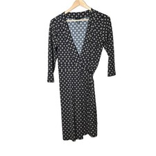 Ann Taylor navy blue patterned wrap dress size XS B84