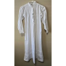 Vintage Thea Kids White Cotton Prairie Nightgown Dress Pintuck Lace 10 Y.O.