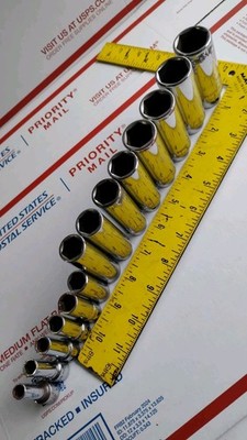 MAC Tools 14 Piece 3/8'' Drive METRIC Deep Socket Set 7-23mm USA RACER AUTOMOTIVE