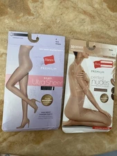 HANES PREMIUM PERFECT NUDES TUMMY CONTROL MEDIUM COLOR-TAN & TRANSPARENT LOT 2