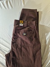 NWT Caterpillar Men Flex Waistband Straight Leg Canvas Utility Work Pant Brown