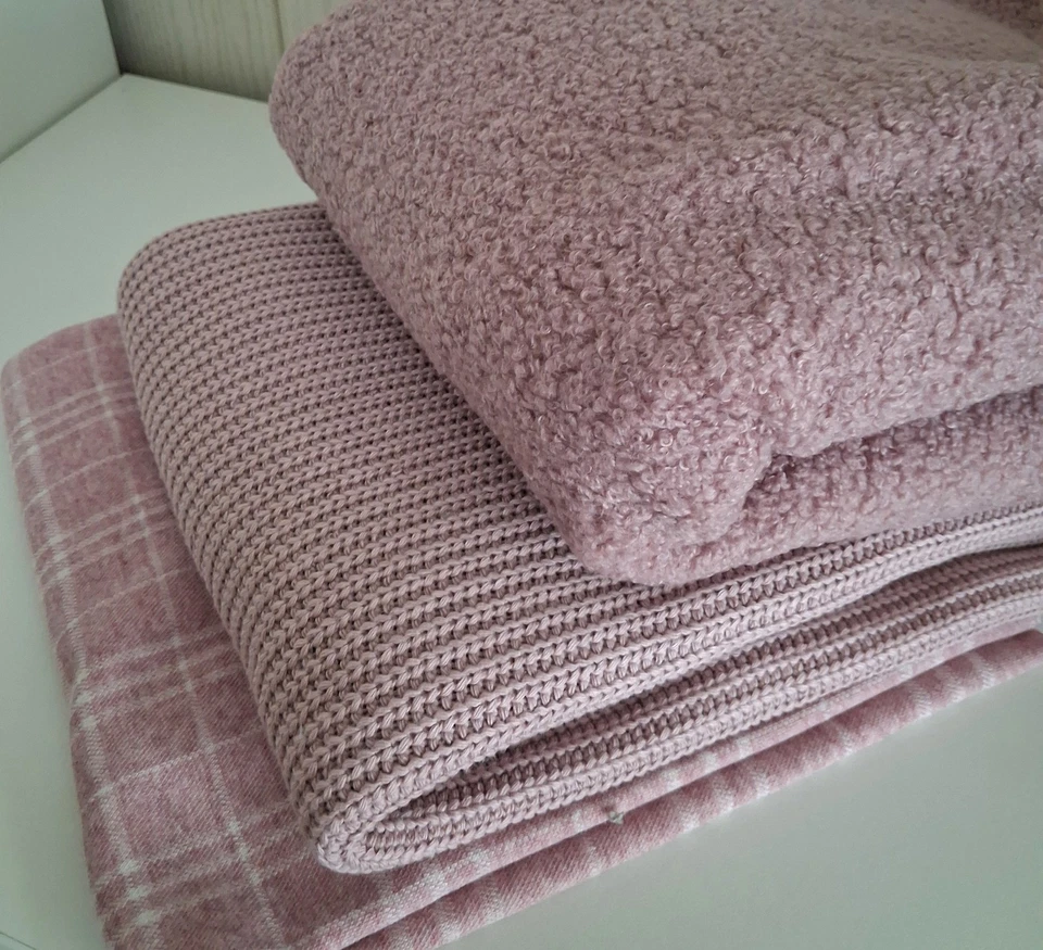 Öko-Tex Jacquard-Jersey kariert , Double-Teddy Strickstoff  rosa 50 x 140/150 - Bild 2 von 2