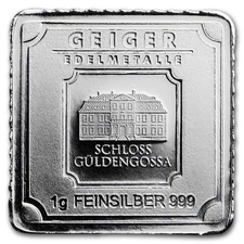 Geiger Original 1g Silver Bar .999 Fine Square – Brand New Loose