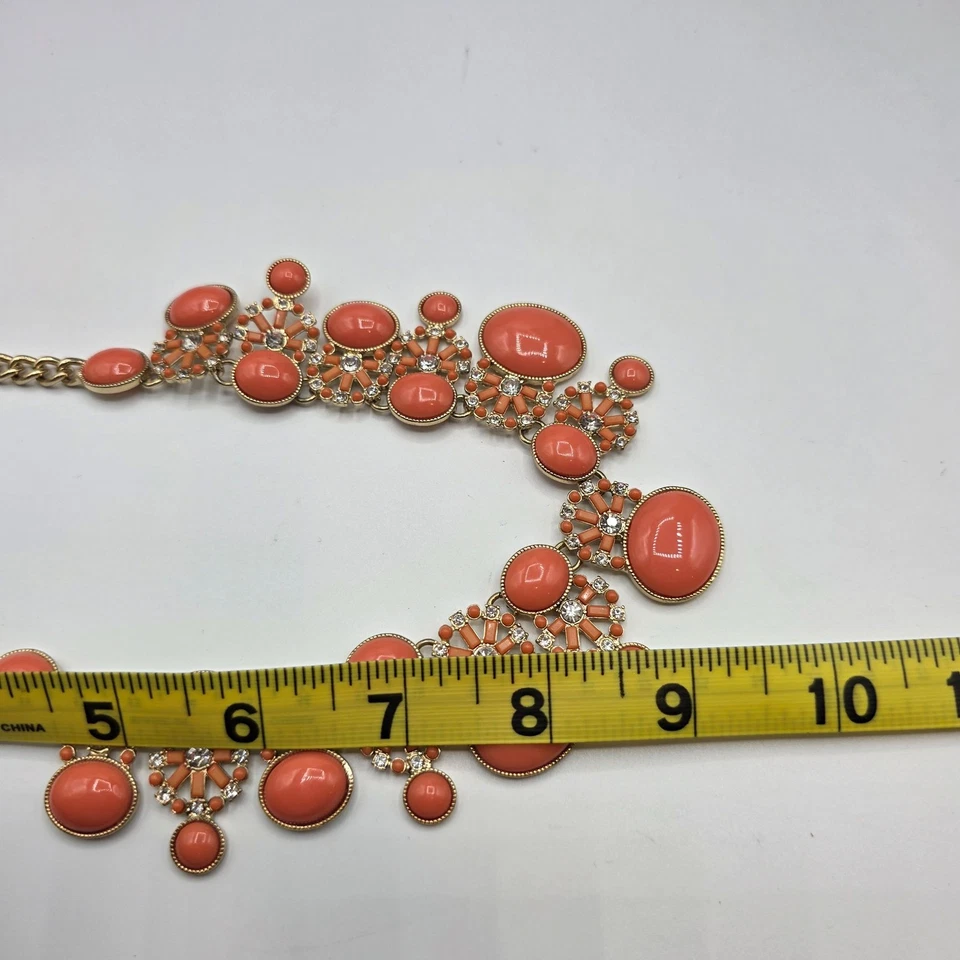 Банан Repubic коренастый коралл заявление ожерелье золотистый оранжевый камни кристалл - Изображение 3 из 4