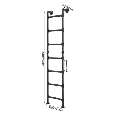 200kg Load High Loft Attic Step Ladder 7-step Black Ladder Steel Bunk Bed Ladder