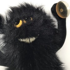 Vintage Russ Halloween Plush Spider Black Creepy Window Cling Stuffed Animal