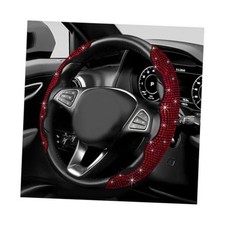 2 PCS Steering Wheel Cover, Segmented Bling Rhinestone Steering Wheel Red