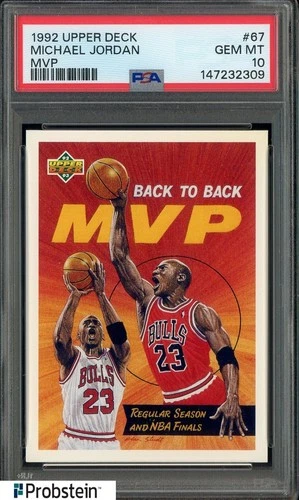 1992 Upper Deck MVP #67 Michael Jordan Chicago Bulls HOF PSA 10 GEM MINT