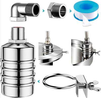 Float Valve,1/2'' to 3/4'' Water Level Control Float Valve, 304 Stainless Steel F