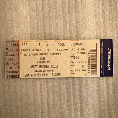 WrestleMania XXVII 27 original ticket stub - Georgia Dome  (HHH vs Undertaker)