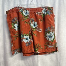 Tommy Bahama Relax Orange Floral Swim Trunks Mesh Lined Embroidered Summer XL