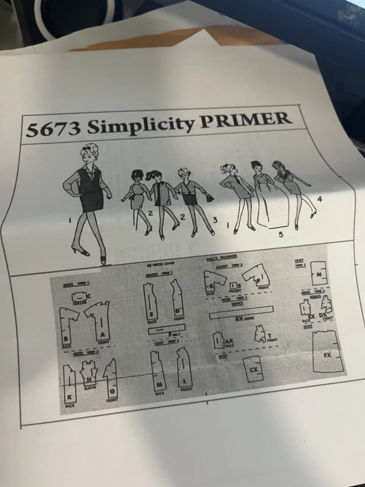 Vintage 1960s Barbie/11.5" Doll Clothes Pattern Reproduction Simplicity 5673 - Image 3 of 4
