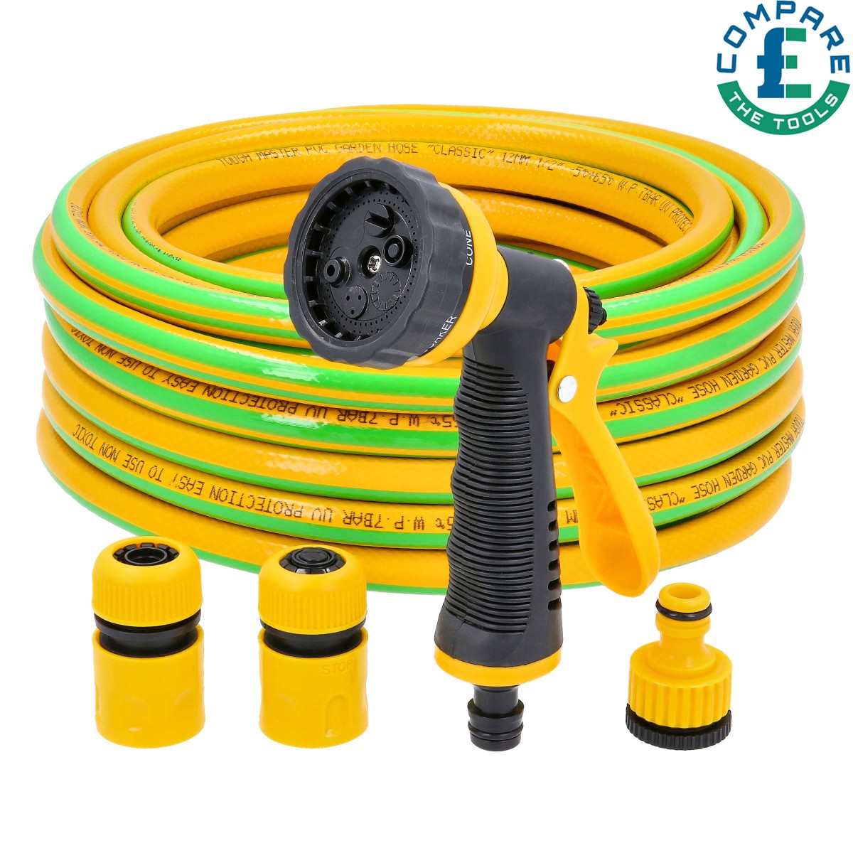 TOUGH MASTER Garden Hose 30m 100ft Reinforced Watering Hosepipe With Spray Gun