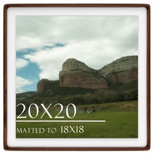 Husteria 20x20 Square Picture Frame Natural Walnut Wood matted to 18x18