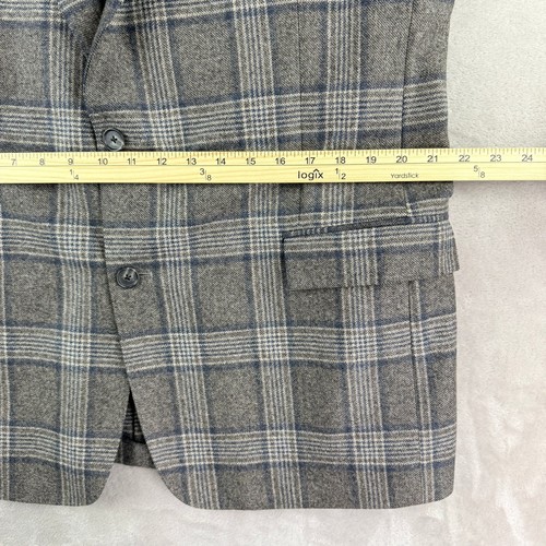 Brooks Brothers Vitale Barberis Regent Sport Coat Blazer Men 46L Gray Plaid Wool - Picture 10 of 15