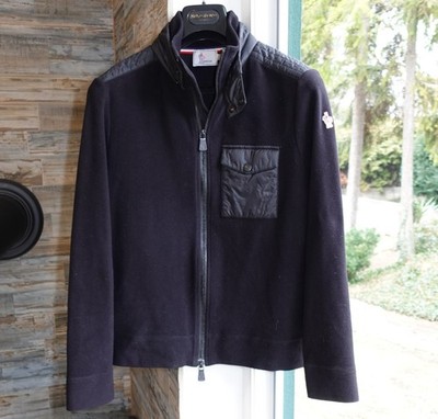 MONCLER JACKET L cardigan tricot maglia sweater zip black grenoble made in italy