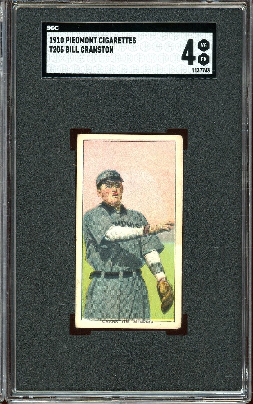 1909-11 T206 Piedmont Cigarettes Baseball Bill Cranston SGC 4