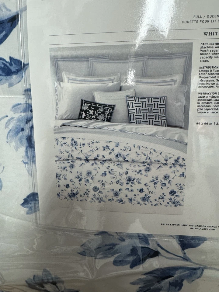 Edredón Ralph Lauren Whitlow Completo/Reina, Azul Blanco Foto 2 de 4