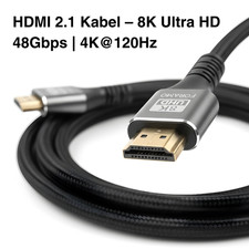 HDMI 2.1 Kabel 8K Ultra UHD 48Gbps 4K 120Hz eARC HDR TV Monitor Laptop PC Beamer